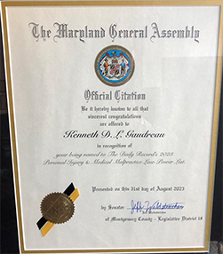 The Maryland General Assembly Official Citation | Kenneth D. L. Gaudreau
