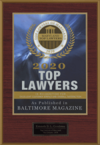 2020 Top Lawyers as published in Baltimore Magazine